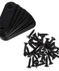 Stainless Steel Straight Corner Brackets 24 Pack For Wood Furniture Fastening And Repair with screws in black color
