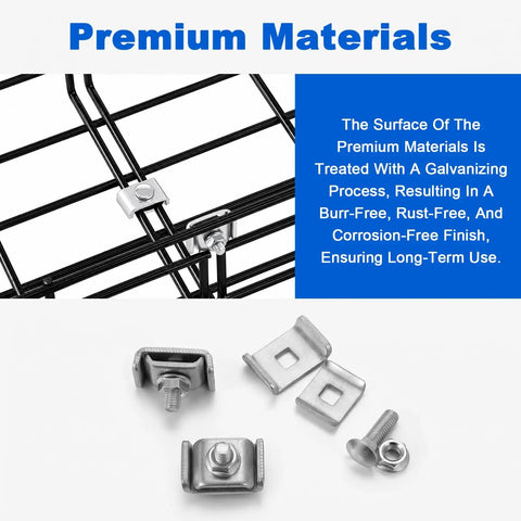 Galvanized Wire Connector Clips 100 Pack Heavy Duty Wall Cable Tray Holder Rugged Carbon Steel Construction Kick Ass Durability Rust Proof Fastener Kit showing zinc-coated steel brackets for cable trays.