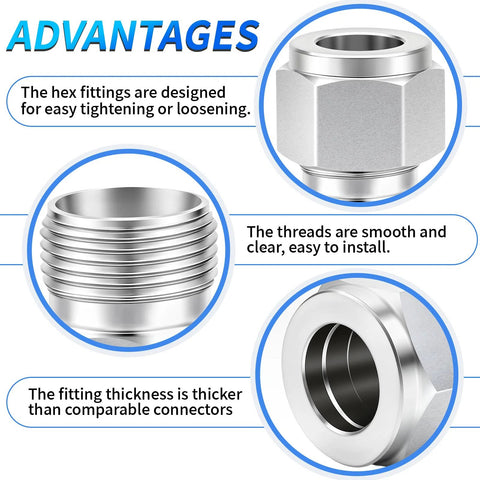 ChillWaves 304 stainless steel compression tube elbow fitting, 1/4 in. OD x 1/4 in. OD, 90-degree, two-pack
