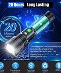 Rechargeable 2000 Lumens LED Flashlight With Long Beam Power Display IPX5 Waterproof 20 Hour Runtime 5 Modes Zoomable Handheld Light
