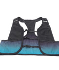 Back view of Night Running Vest With High Visibility Reflective Strips, Breathable Polyester Hydration Gear in blue and black.