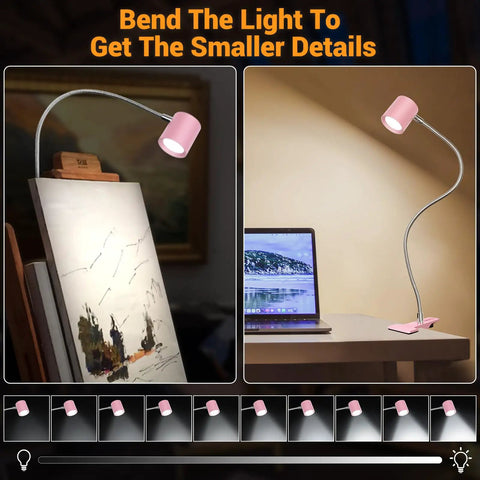 Clip On Reading Light With Memory Function 3 Color Temperatures And 10 Brightness Levels 360 Degree Gooseneck Desk Lamp For Bedside Reading Eye Caring Book Light For Books In Bed Clamp Light For Headboard