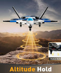 Foam RC Planes With 1080P Camera For Kids And Adults Ages 8 To 16 Easy To Fly One Key Takeoff Lighted Jet hovering outdoors