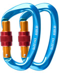 Heavy Duty Auto Locking Climbing Carabiners 25kN 5620 Lbs UIAA CE Certified For Rappelling Rescue Gym Rope Access Gear 2 Pack Blue