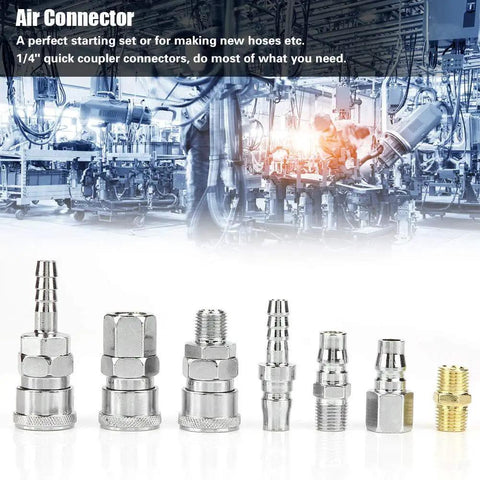 Solid 18-Piece 1/4 Inch Air Compressor Quick Connect Hose Fitting Set With Pneumatic Iron Arrow Case, Double Male And Female Adapters For All Your Air Tools And Hose Extensions, 1/4 inch couplers