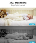 2K Indoor Security Camera for Home, Baby, Elder, and Pet Monitoring With Clear Night Vision showing baby sleeping in color and night vision.