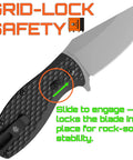 Badger EDC Folding Knife With Sandvik 14C28N Blade Ball Bearing Pivot G10 Scales Grid Lock Ambidextrous Deep Carry Clip Tumbled Stone Finish For Serious Everyday Carry And Hard Use, open blade