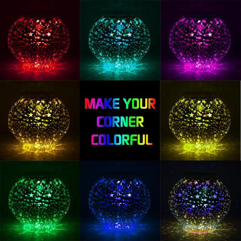Color Changing Mosaic Solar Powered Glass Globe Light For Garden Patio Yard Outdoor Indoor Decor Waterproof Weatherproof Crystal Ball Led Lamp Auto On At Dusk Off At Dawn 6.7 Inch in various colors.