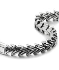 Mens Stainless Steel Vintage V Shape Arrowhead Link Bracelet With Box Spring Clasp Biker Style Polished Finish