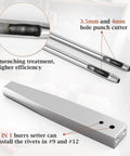 Copper Leather Rivets Kit With Burrs, Setter Tool And Punches showing punch cutter and 2-in-1 burrs setter tool detail