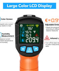 Non Contact Infrared Thermometer Gun With Color LCD And Laser, dual temperature modes displayed on screen