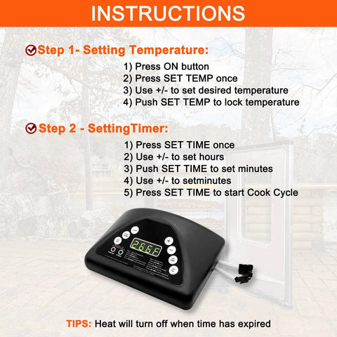 Instructions with digital control panel replacement for electric smokers works with 20070211 20070311 20070411 models