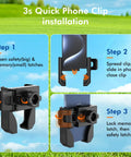 Step-by-step installation of the Magnetic Golf Cart Phone Holder Rotatable Mount for iPhone. Easy clamp instructions shown.