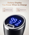 LED display on Rechargeable Milk Frother for Home Baristas With 1800mAh Battery, 9 Speeds And 3 Whisk Attachments