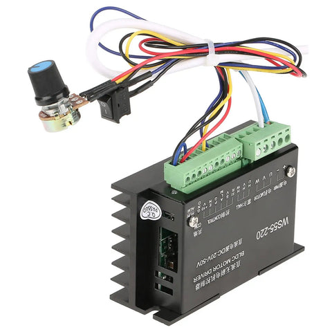 High Speed DC Brushless Motor Controller For 48V 500W Spindle Driver with external potentiometer and wiring visible