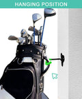 Wall Mounted Golf Bag Rack For Two Bags Space Saving Garage Organizer With Heavy Duty Welded Joints And Locking Bracket in use