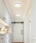Hallway with two Crystal Ceiling Light Fixture Dimmable LED 11 Inch Flush Mounts, featuring modern minimal design and bright 4000K daylight.
