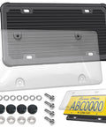 Clear Bubble License Plate Cover With Silicone Frame For Front Or Rear US Plates Unbreakable Protection includes screws and caps