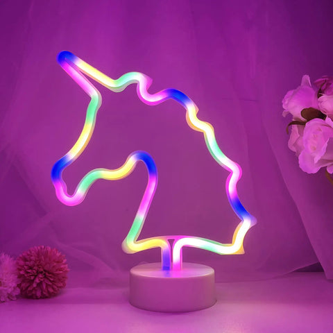 Unicorn LED Night Light For Girls Bedroom Decor Colorful Neon Unicorn Sign With USB Or Battery Power Cute Kids Room Nightlight
