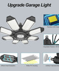 LED Garage Ceiling Light Beastly Bright 32K Lumens Daylight 6500K with 8 Plus 1 Deformable Panels shown installed