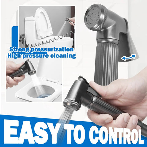 Handheld Bidet Sprayer For Toilet Kit With Ergonomic Grip And Easy Install Bidet Attachment in use with strong spray control