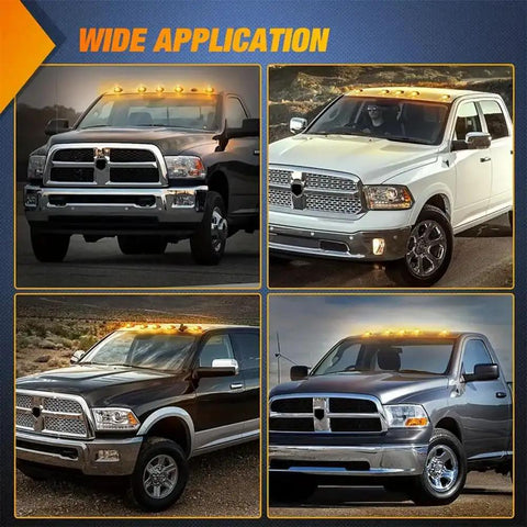 Upgrade Solar Cab Lights For Trucks No Drill Roof LED Marker Lights With Vibration Sensor on various truck models.
