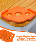 Four Pack Router Corner Radius Templates Set With ABS Hard Jig Guides For Woodworking, Includes Radii R25, Orange Finish