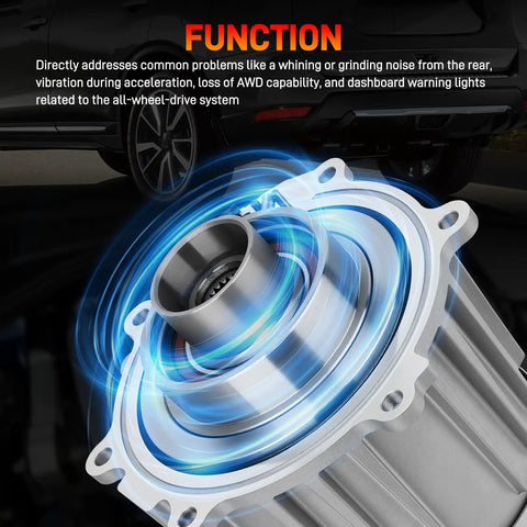Rear Differential Coupling Assembly Replacement For Nissan Rogue, Rogue Sport, Qashqai, And Murano Direct Fit Pro Grade OE Quality Durable Upgrade For 2014-2020 Rogue 2.5L, 2016-2020 Murano Hybrid 2.5L, 2015-2020 Murano 3.5L, 2017-2020 Qashqai 2.0L, silver aluminum rear coupling