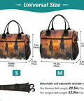 Desert Cowboy Insulated Lunch Bag For Women With Adjustable Shoulder Strap, showing size options and strap detail.