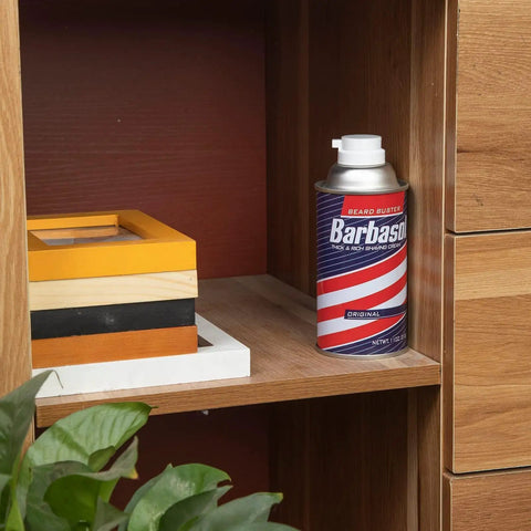 Diversion Safe Stash Can 11oz Travel Size with hidden compartment on wooden shelf next to decorative items.
