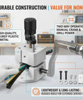 Heavy Duty Manual Wire Stripper Tool With Five Blade System, Lightweight Plastic Body, displayed with wires and components