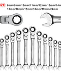 Assorted sizes of ratchet wrenches including 17mm Ratchet Wrench Combo With Matte Anti Rust Finish Beefy Chrome Vanadium Steel.
