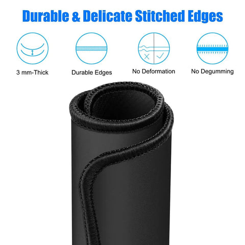 Rolled Non Slip Rubber Base Mouse Pad With Premium Texture And Stitched Edges Washable Computer Laptop Gaming Office And Home Use 10.2 By 8.3 Inches Black Gamer Ready For Gaming And Everyday Productivity At Home Or Office, showing thickness and durable edges