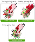 Walk Behind Seeder Spreader With 8 Seed Plates And Dual Storage Buckets For Seeds And Fertilizer In Lawn And Garden Use variants shown.