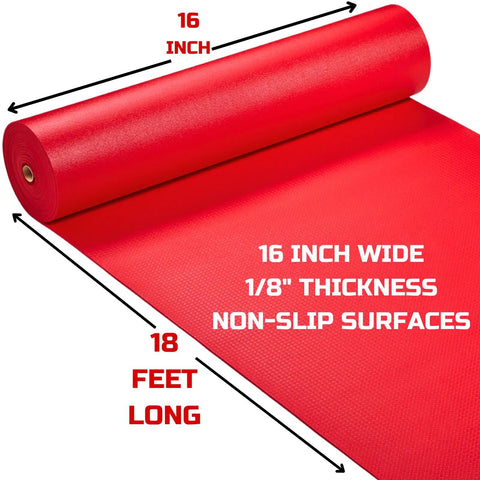 Tool Box Liner 16 Inch Wide By 18 Feet Long Heavy Duty Rubber Mat For Drawer Rolling Tool Chest Cabinet And Workbench Grippy Anti Slip Pad Keeps Tools From Sliding Scratching And Spills Red