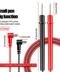 Auto Ranging Digital Multimeter With NCV Contact Tester PVC probe details with dimensions in red and black colors