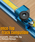 Universal Pro Grade 24 Inch By 2 Inch T Track Set with 3 Inch Fence Flip Stop detail on wood surface