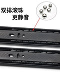 Heavy Duty Wide Buffer Drawer Slide Rails 16 Inch Black Steel Ball Bearing Guide Three Section Rebound Designed For Soft Close Operation