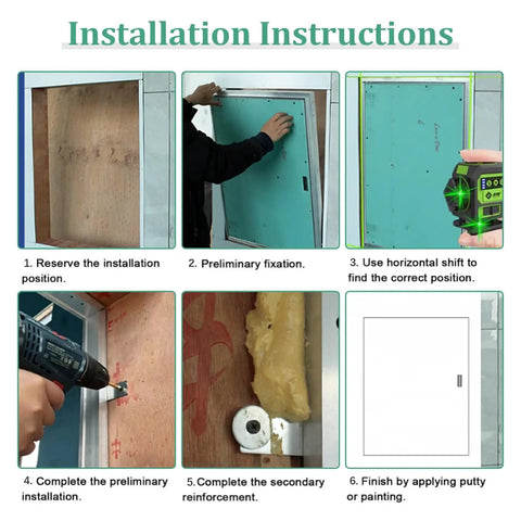 Installation instructions for No Sweat Installation Paintable Concealed Access Panel For Drywall Walls And Ceilings.