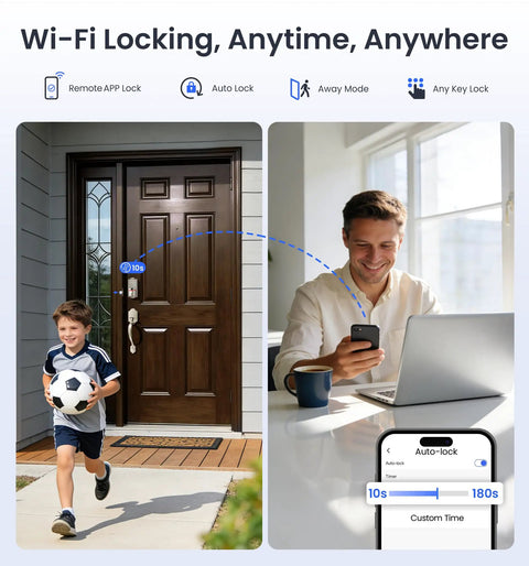 Lightning Fast Built In Wifi Smart Lock With Instant Fingerprint Access And Remote App Control Keyless Deadbolt Zero Fuss Setup Straight Into Your Wifi Smooth Satin Nickel Finish