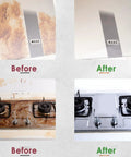 Before and after cleaning with Heavy Duty Handheld Steam Cleaner With 2500W Pressurized High Temp Power To Blast Away Baked On Grease And Tough Built Up Crud Across Kitchen Tile And Car Surfaces Quick.