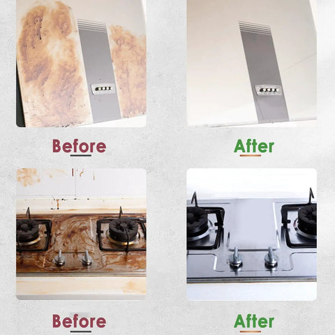 Before and after cleaning with Heavy Duty Handheld Steam Cleaner With 2500W Pressurized High Temp Power To Blast Away Baked On Grease And Tough Built Up Crud Across Kitchen Tile And Car Surfaces Quick.
