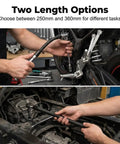 Flexible Shaft Extension For Impact Tools 360 Degree Bend To Reach Tight Auto Repair Spaces Half Inch Drive With Three Eighths Inch And One Quarter Inch End Sockets Hand Drill And Ratchet Accessory For Narrow Gaps in auto repair use