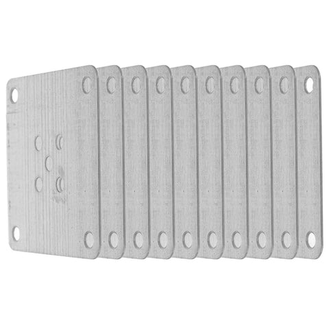 Heavy Duty Sofa Leg Mounting Brackets 10 Pack Furniture Hardware Plates 12 Millimeter Thick in steel, showing all ten identical plates.