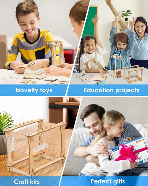 Children assembling 5 In 1 STEM Kit For Kids Ages 8 12 13 Hands On Wooden Building Toys With 3D Puzzles Circuit Experiments.