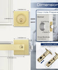 Three Pack Door Handleset With Single Cylinder Deadbolt In Satin Brass Reversible For Right Or Left Swing Square Keyed Deadbolt Lock Set For Entry Doors Easy Install And Smooth Operation For Modern Homes dimensions