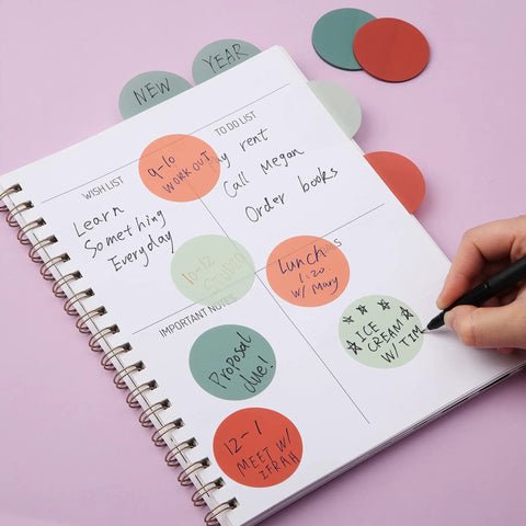 Round Transparent Sticky Notes You Can Totally Use 1.8 Inch 4 Pads With 200 Sheets And Quick Dry Fine Tip Pen on planner