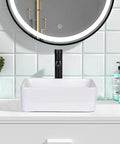Totally Sleek Ceramic Vessel Sink For Bathrooms Rectangular Above Counter Bowl 16 X 12 Inches White Porcelain Durable And Stain Resistant Modern Look Easy To Clean Perfect Powder Room Upgrade