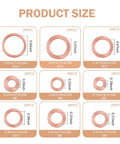 Copper Crush Washer Kit 200 Piece Assortment For Oil Drain Plugs and Gaskets showing 9 sizes M5-M14 in product size chart.