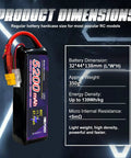 11.1V 3S 5200mAh 80C RC LiPo Battery Pack With XT60 Connector Soft Case dimensions and specs